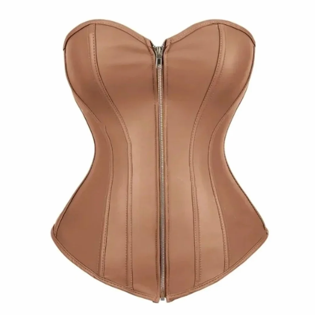 Corsetto da donna in pelle stile gotico steampunk overbust top