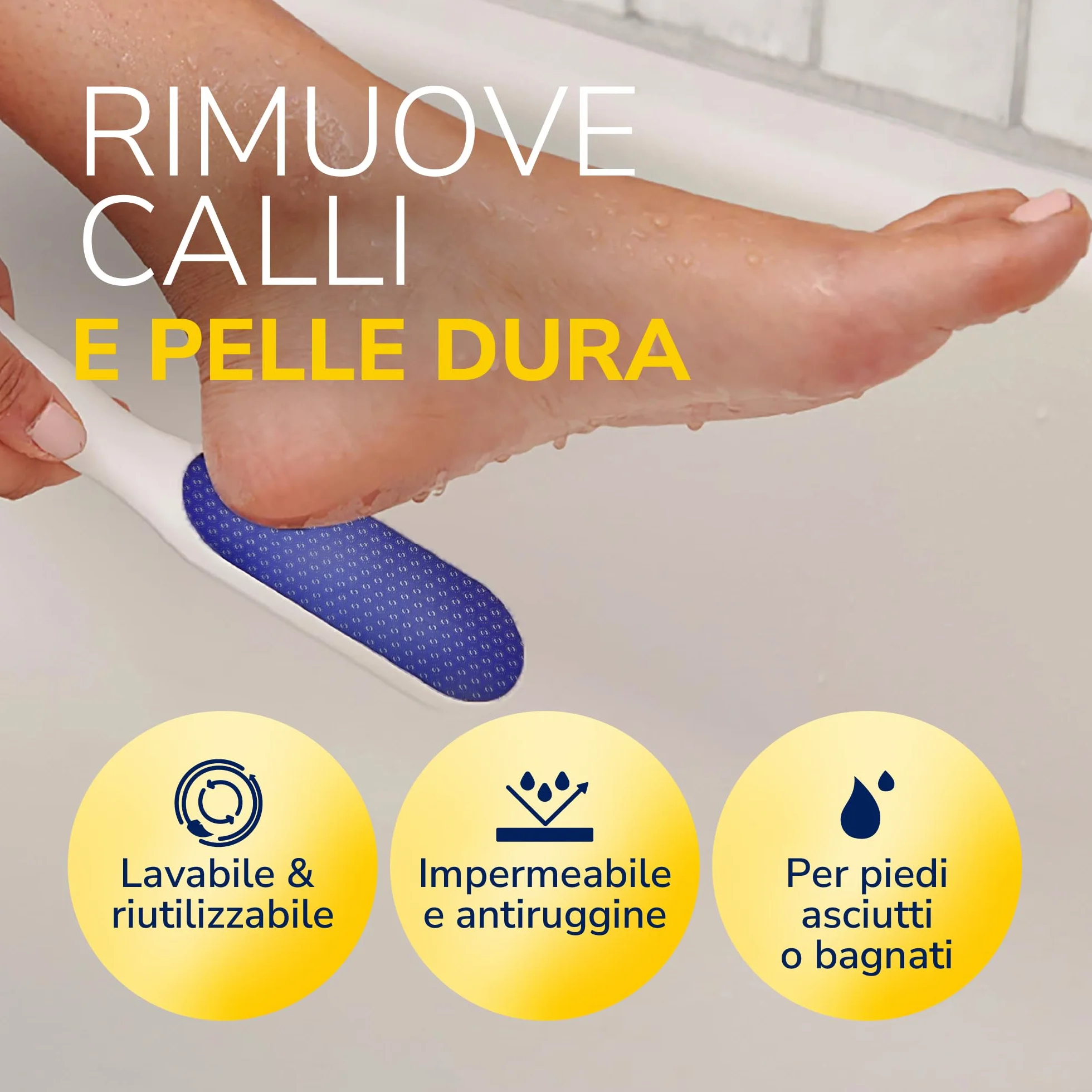 Dr. Scholl’s Lima per Piedi in Vetro Nano – Rimuove Pelle Secca, Impermeabile, Antiruggine, Delicata su Calli, Manico Antiscivolo