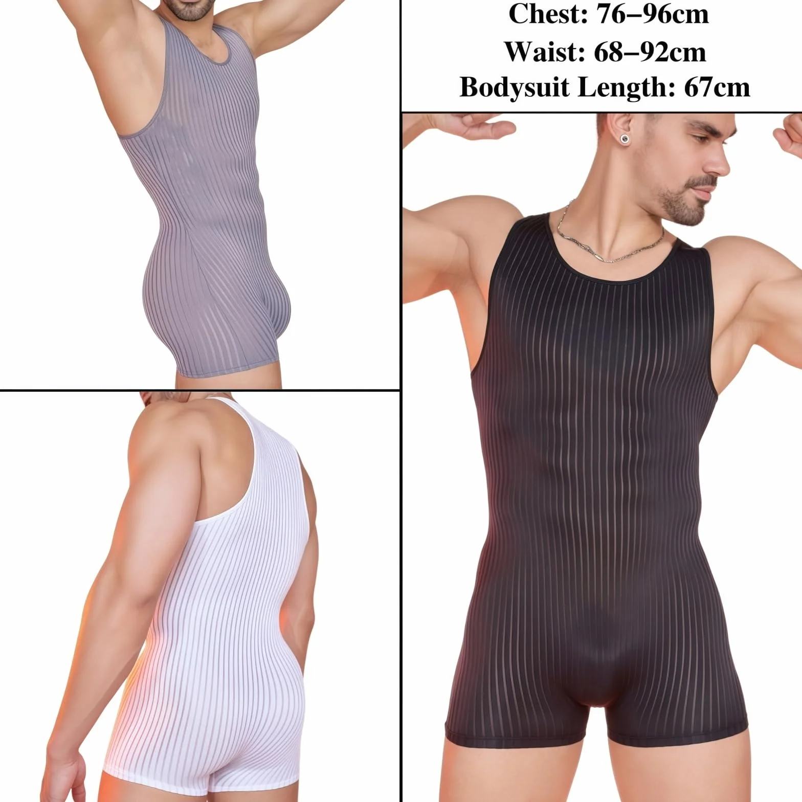 MANJIAMEI Wrestling Singlet - Tuta da uomo senza maniche, body aderente a un pezzo
