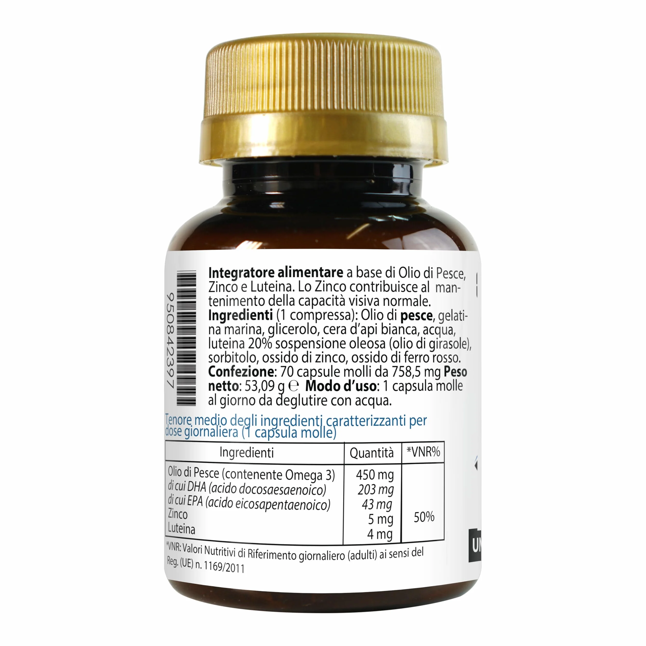 LA BOTTEGA DEGLI INTEGRATORI Luteina 140 Softgels con Zinco, Omega 3 DHA EPA Integratore per la Vista