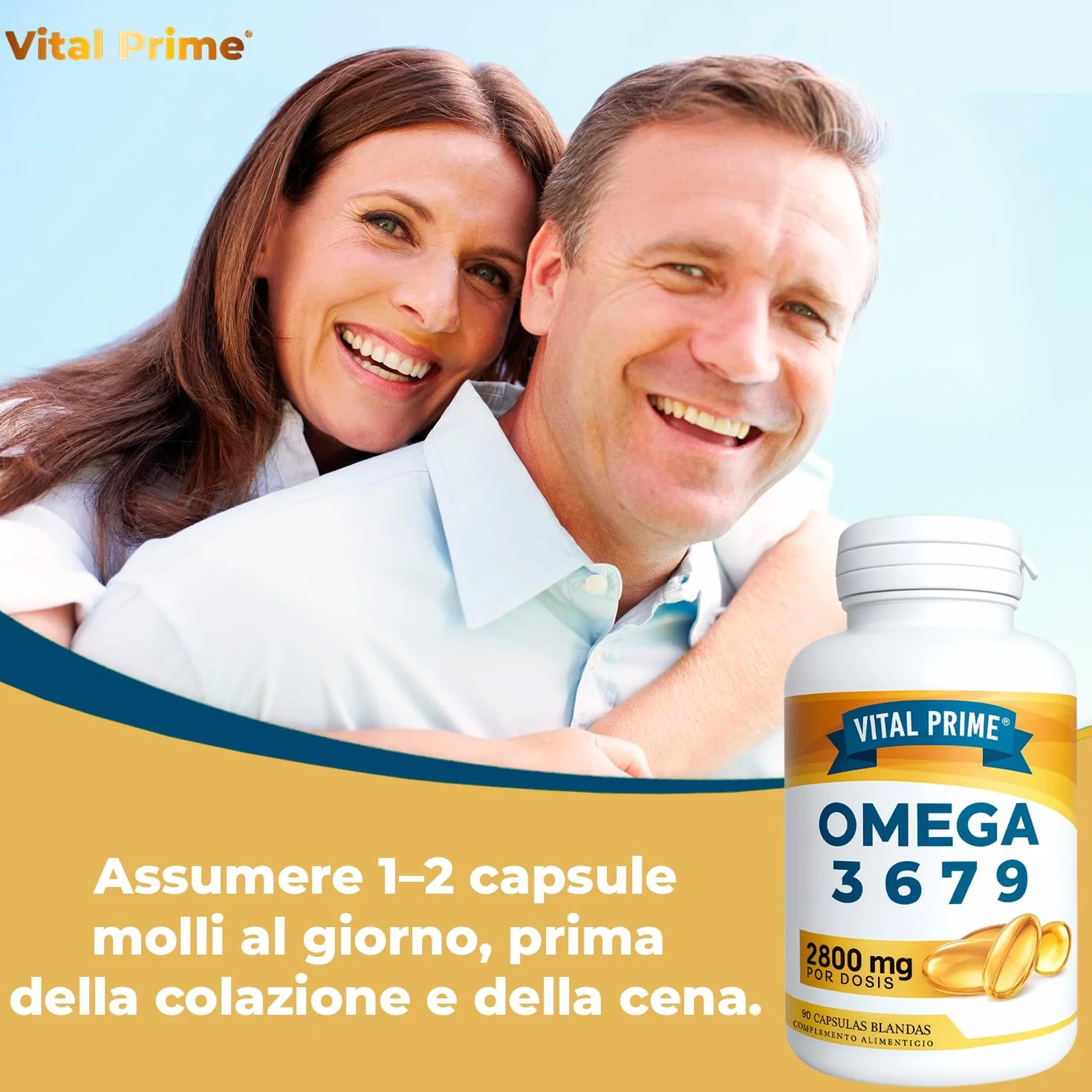 Omega 3 6 7 9 2800mg 90 Perle Capsule Molli con Oli di Lino, Enotera, Oliva, Germe di Grano e Noci di Macadamia