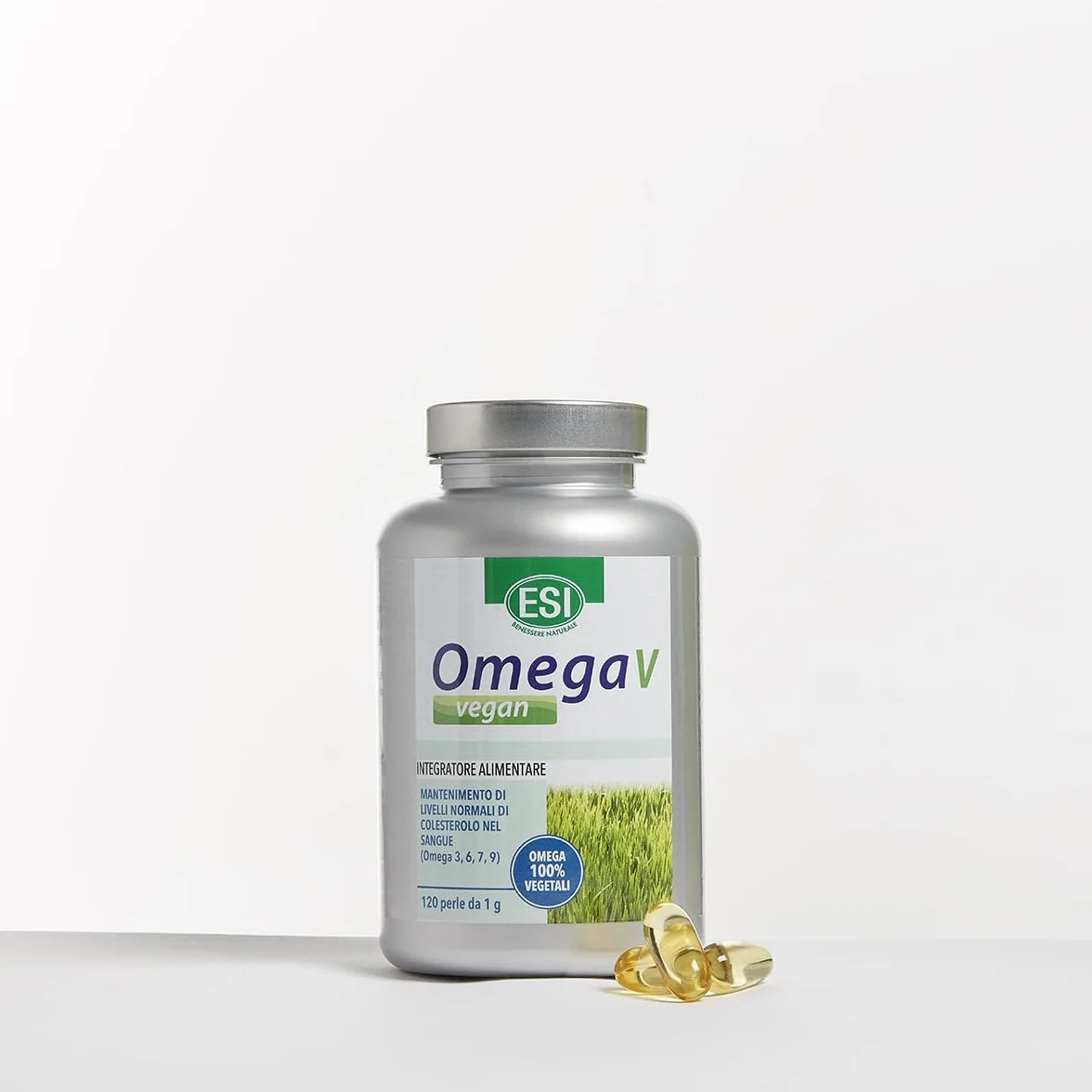 ESI Omega V Vegan Integratore Alimentare Omega 3 6 7 9 Olio di Semi di Lino 120 Perle