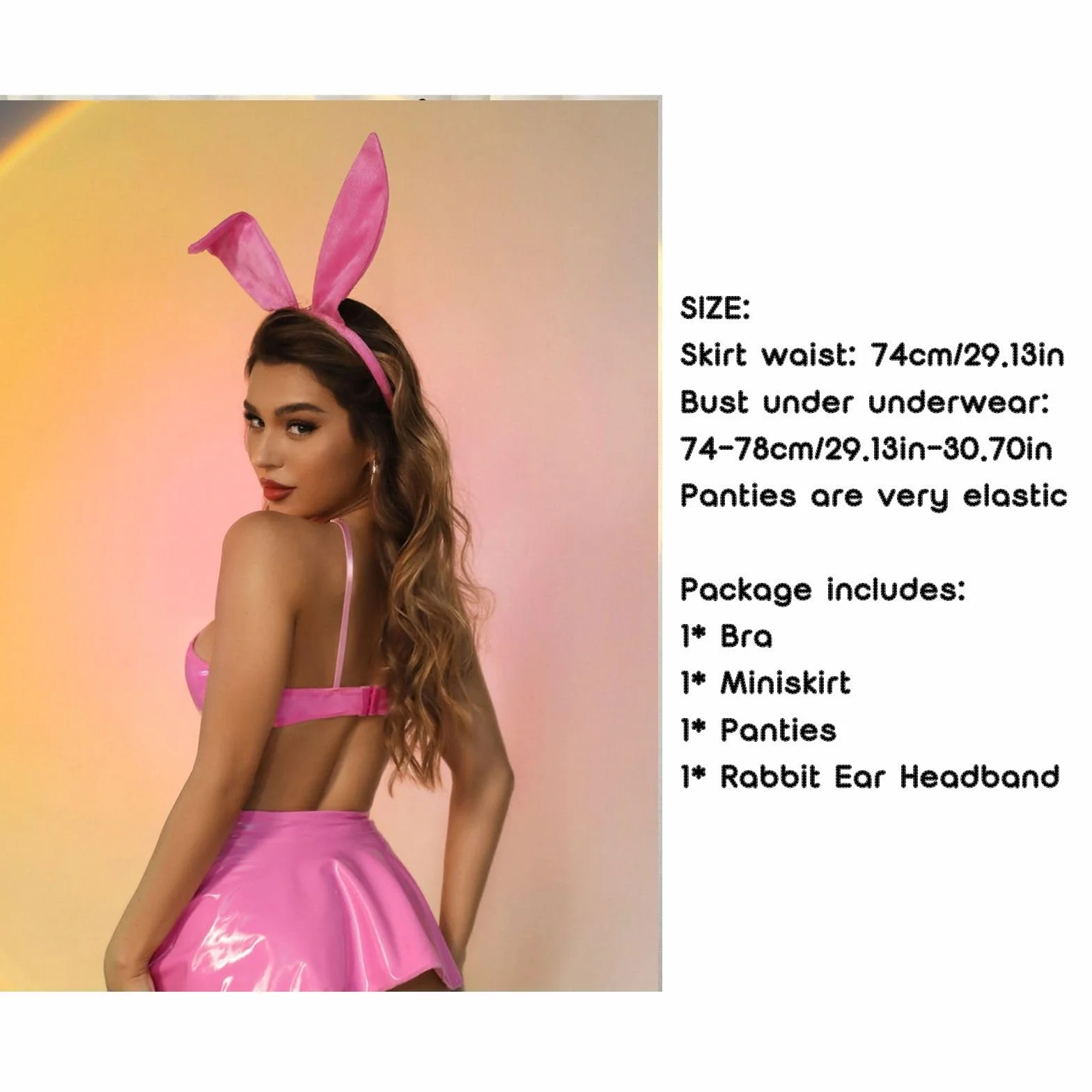 Rosvajfy Costume Coniglio Sexy Donna Lingerie Coniglietta Pelle Cosplay Outfit Gioco Ruolo Babydoll Halloween
