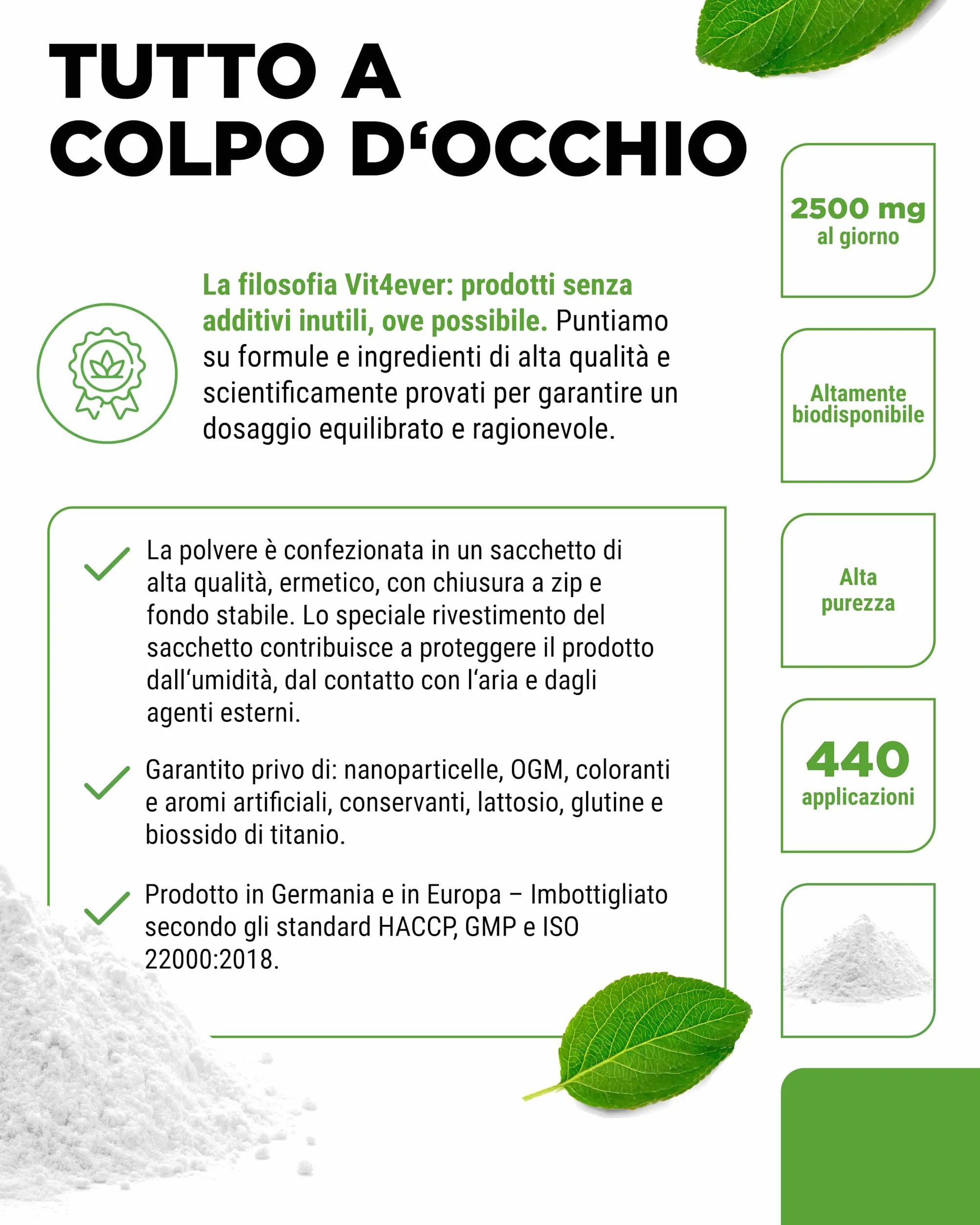 Polvere di MSM 1 kg 99,9% Metilsulfonilmetano Cristallino Puro Fattore Mesh 40-80 Zolfo Organico Vegano