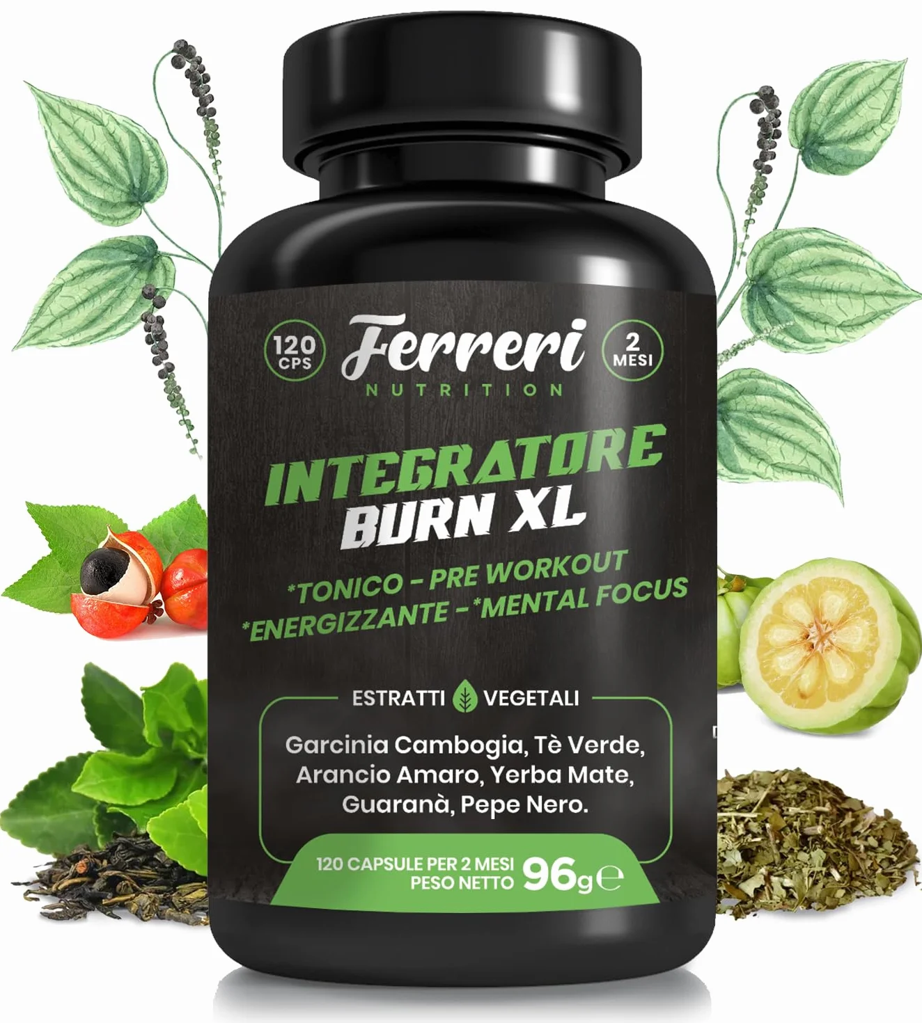 Burn XL Integratore Termogenico Pre Workout 120 Capsule 2 Mesi
